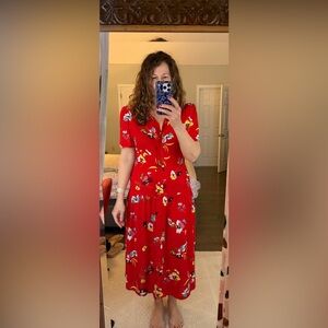 CABI red floral dress style 6218 size M